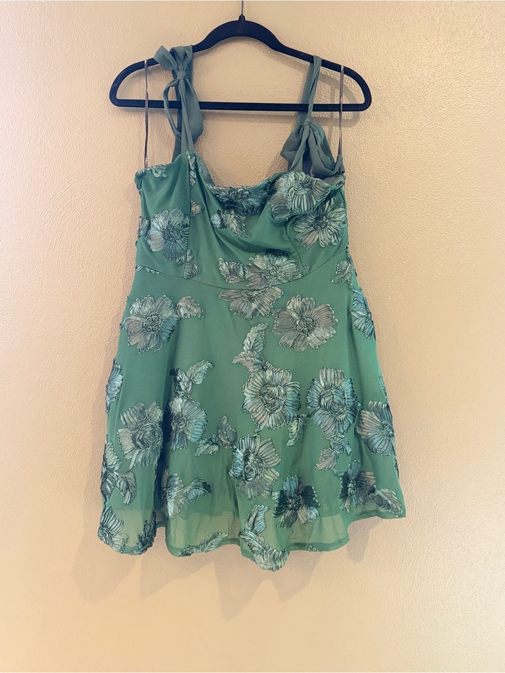Lulu's Forest Green Floral Tie-Strap Mini Dress